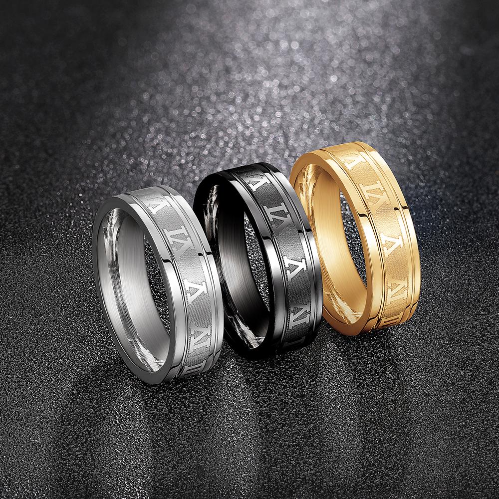 Винтажные мужские кольца с римскими цифрами, темпераментные, модные, простые кольца из нержавеющей стали для мужчин, ювелирный подарок