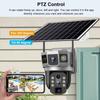 4G SIM Card Solar IP Camera 6K 12MP Three Screens 10X Zoom Outdoor CCTV Auto Tracking Build In Battery Waterproof Security Protection Cam