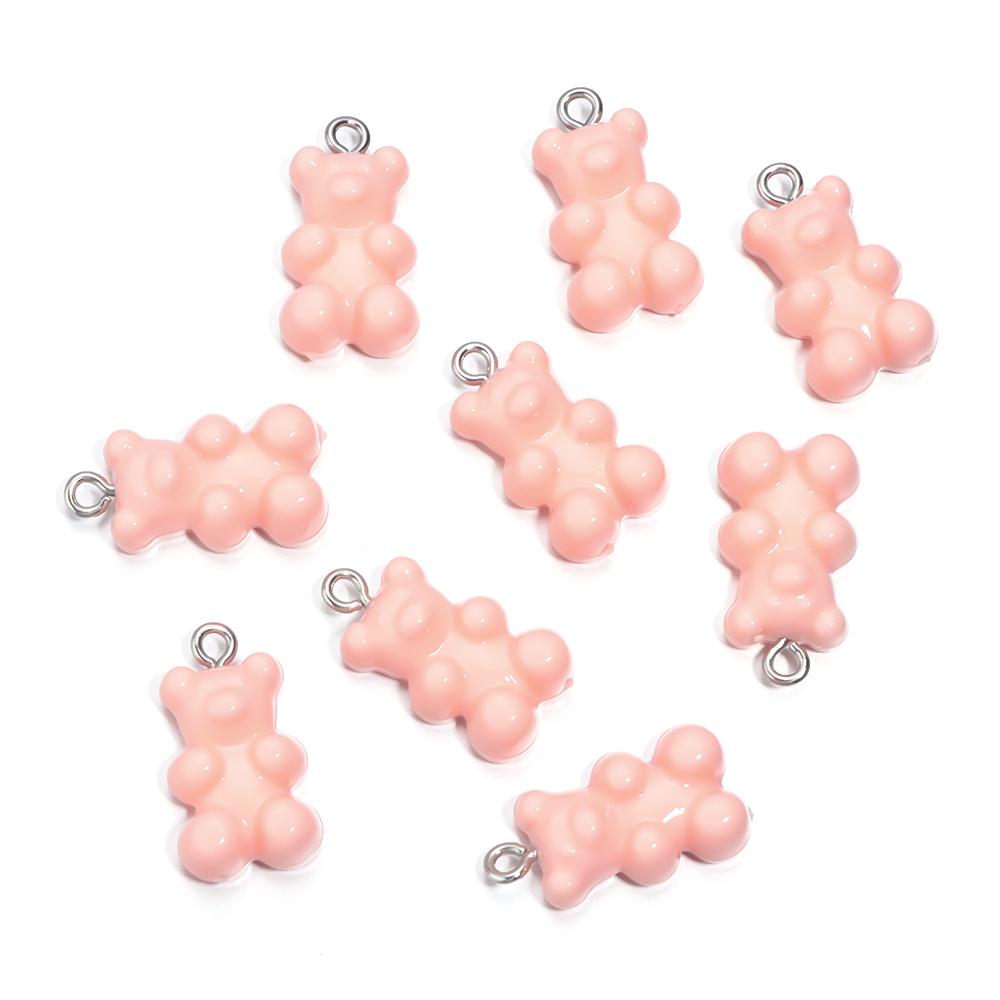 10Pcs/Lot 22×12mm Acrylic Pendant Macaron Colored Mini Bear Pendant For Diy Cute Necklace Earrings Gift Jewelry Accessories