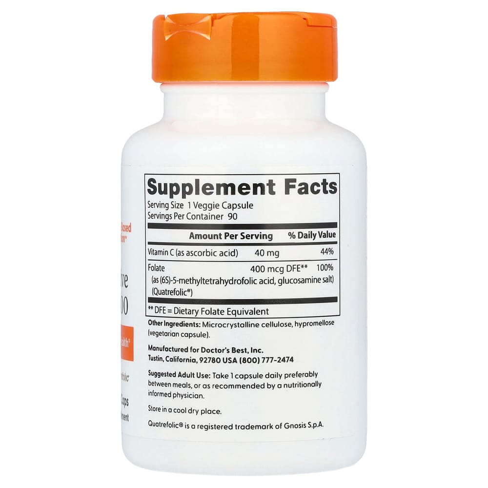 iHerb Doctor's Best Fully Active Folate 400 with Quatrefolic, 400mcg, 90 Veggie Capsules