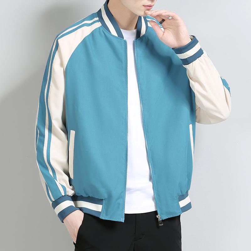 Весенне-осенняя бейсбольная майка, мужская свободная повседневная спортивная куртка, мужская трендовая бейсбольная куртка с полосатым воротником и цветовым сочетанием