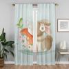 Cute Animals Shades Kitchen Curtains 2 Pieces Home Interior Curtains for Camera Blackout Curtain Tulle for Bedroom Partition