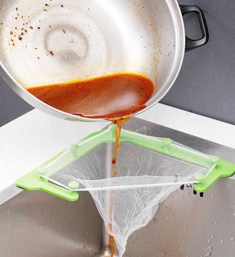 50/100pcs Portable Draining Basket Sewer Triangular Strainer Filter Ort Drain Net Disposable Kitchen Sink Bag With Rack