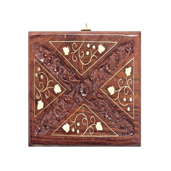 Деревянная латунная коробка для хранения Sheesham 15 см, резная шкатулка для драгоценностей, декоративная подарочная коробка