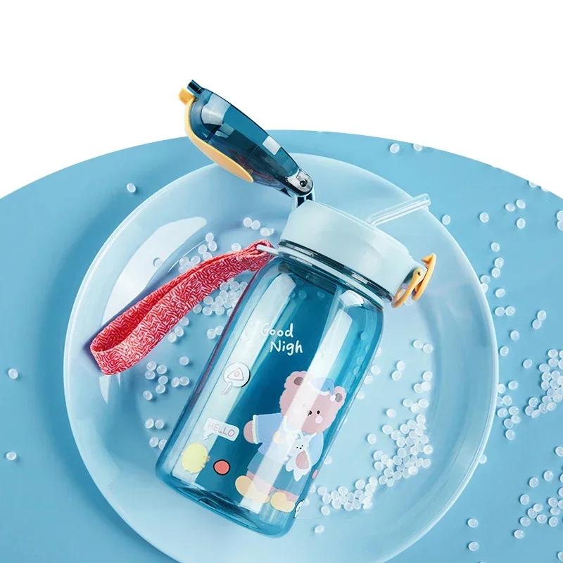 Kids Cartoon Water Sippy Cup with Straw Cute Bear Leakproof Water Bottles Outdoor Portable Drink Bottle Children's Lovely Cup