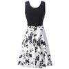 Womens Retro Floral Print Sleeveless Cotton Dress With Round Neck For Summer Vintage Style