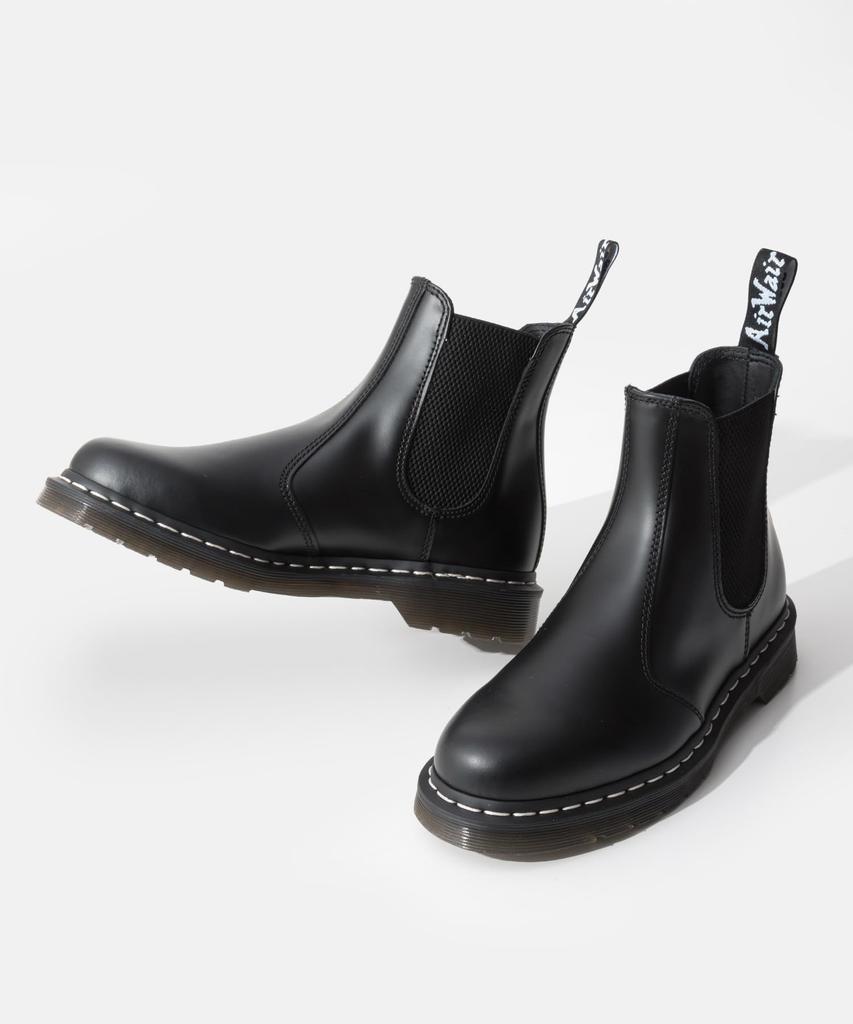 Доктор. Ботинки Челси Dr. Martens 2976 26257001 Белая Строчка Кожаные Черные