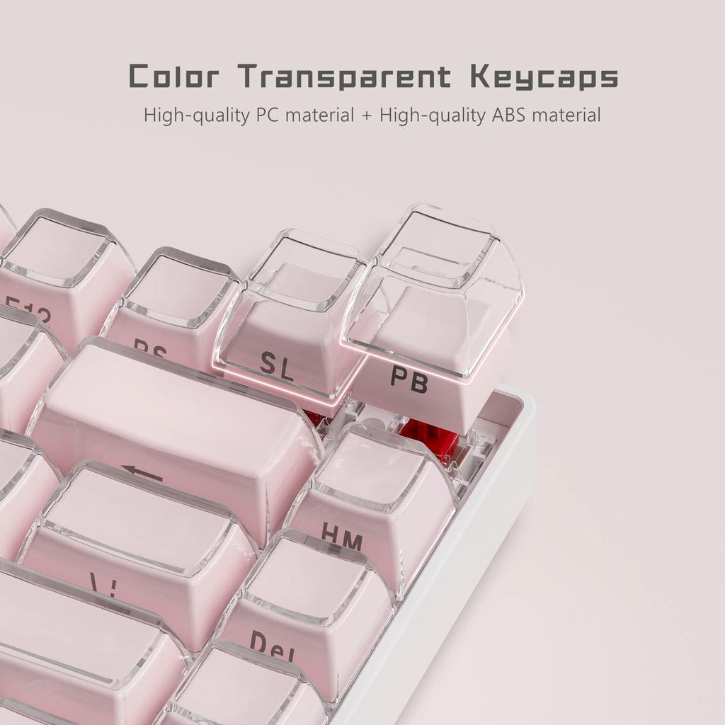 113 клавишных колпачков Jelly Round Side Keycaps Ice Crystal Translucent Pink OEM Profile Key cap для механической клавиатуры Cherry MX 61 68 104