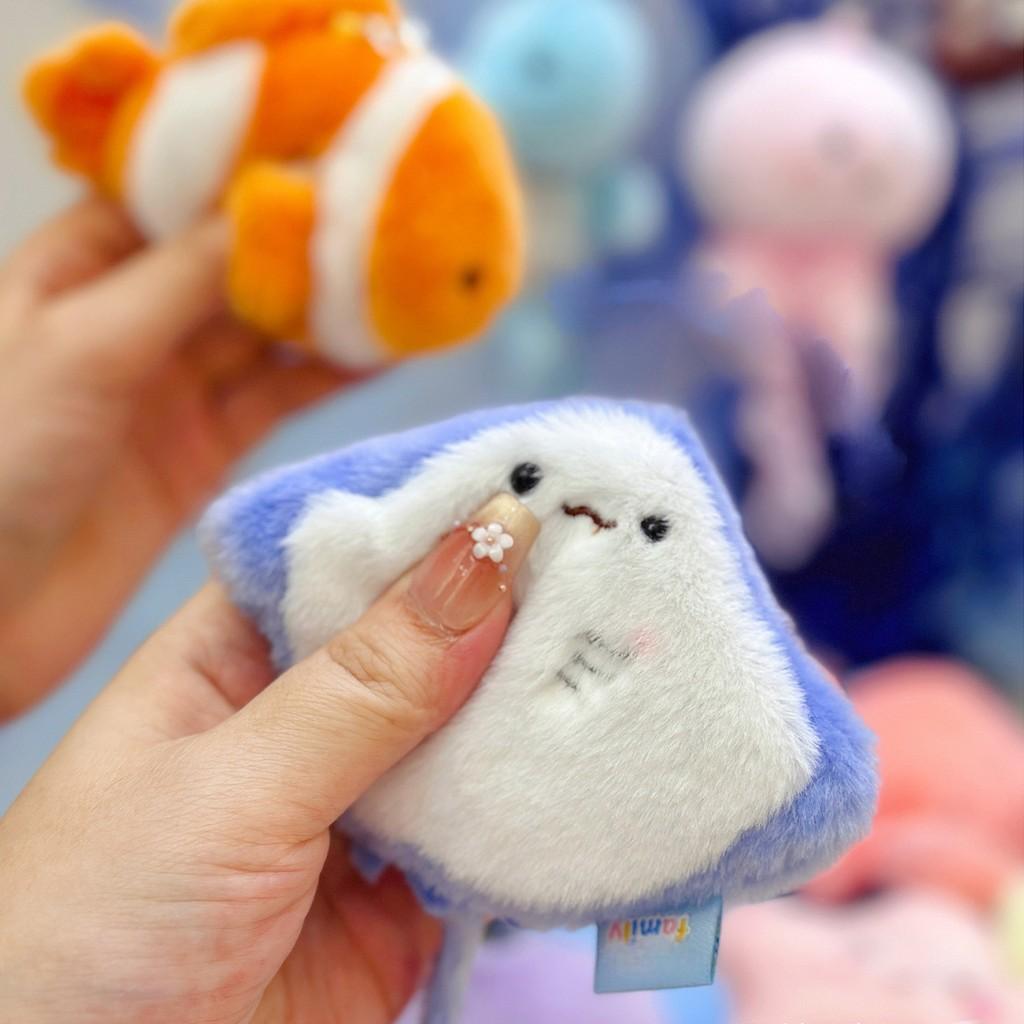 Плюшевый брелок с морскими животными с нажимаемым звуком для украшения рюкзака