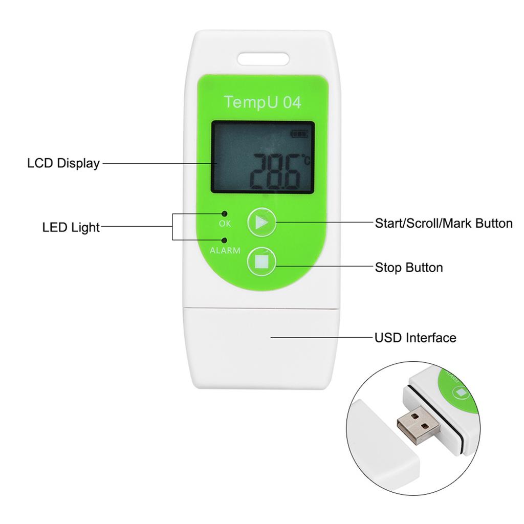 TempU04 PDF USB Temperature Data Logger Reusable Temperature Recorder