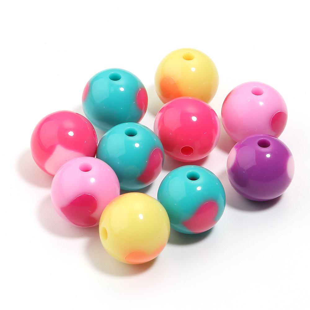 10/30pcs 12/14/16mm Love Heart Acrylic Beads Mixed Color Round Loose Beads For Jewelry Making DIY Bracelets Keychain Accessories