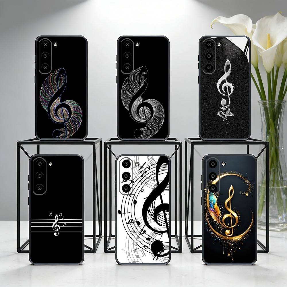 Music Art Treble Clef Phone Case For Samsung Galaxy A73,A72,A71,A70,A53,A52,A51,Others Soft Black Cover