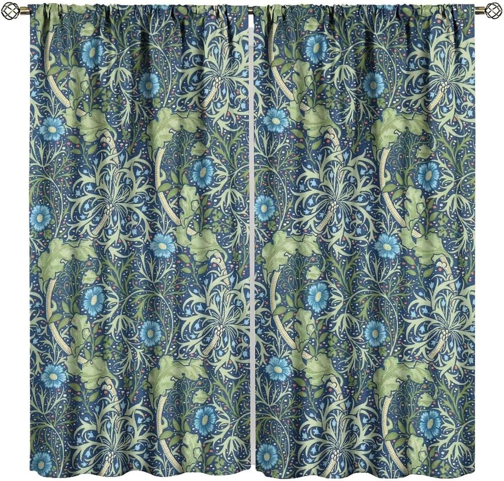 Шторы блэкаут с цветочным узором Уильяма Морриса Сельский фермерский цветочный бохо ретро узор оконные драпировки для гостиной спальни 21(W