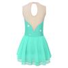 Girls Sparkly Sequined Dance Dress Sleeveless Round Neck Patchwork Hollow Back Design for Ice Skating