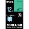 Genuine Casio Label Writer Nameland Tape 12mm Black Letters On Green Background XR-12GN