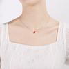 Begua Ringen 925 Sterling Silver Necklace Red Heart-shaped Clavicle Chain Simple Crystal for Women