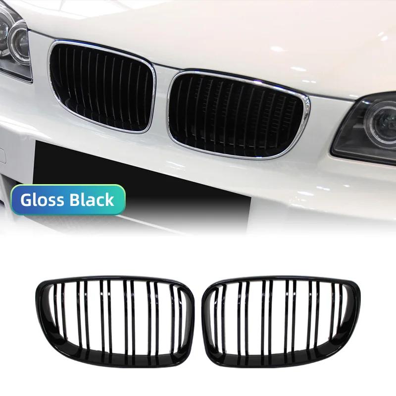 Для BMW E81 E87 E82 E88 128I 130I 135I автомобильный передний бампер Решетка для почек Гоночные грили Решетки Глянцевый черный Гриль с двумя планками 07-11