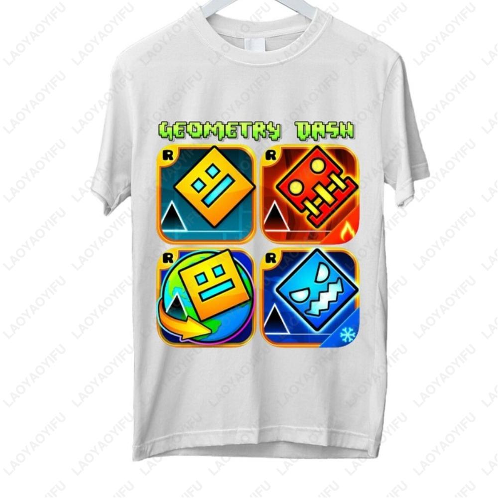 Врывайся в веселье Geometry Dash Футболка с 3D персонажами игры Подарок на день рождения Хлопок Летняя Унисекс Взрослый Стиль Футболка с принтом Топы