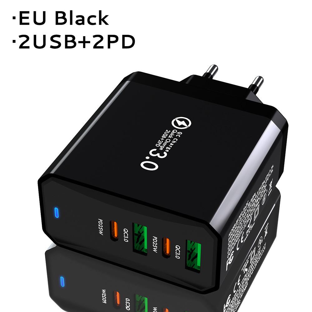 Быстрое зарядное устройство GaN с двумя портами PD65W для компьютеров и планшетов - Стандарт ЕС