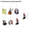Halloween Wooden Hanging Sign Decor Ghost Pumpkin Black Cat Door Wall Ornament Party Props