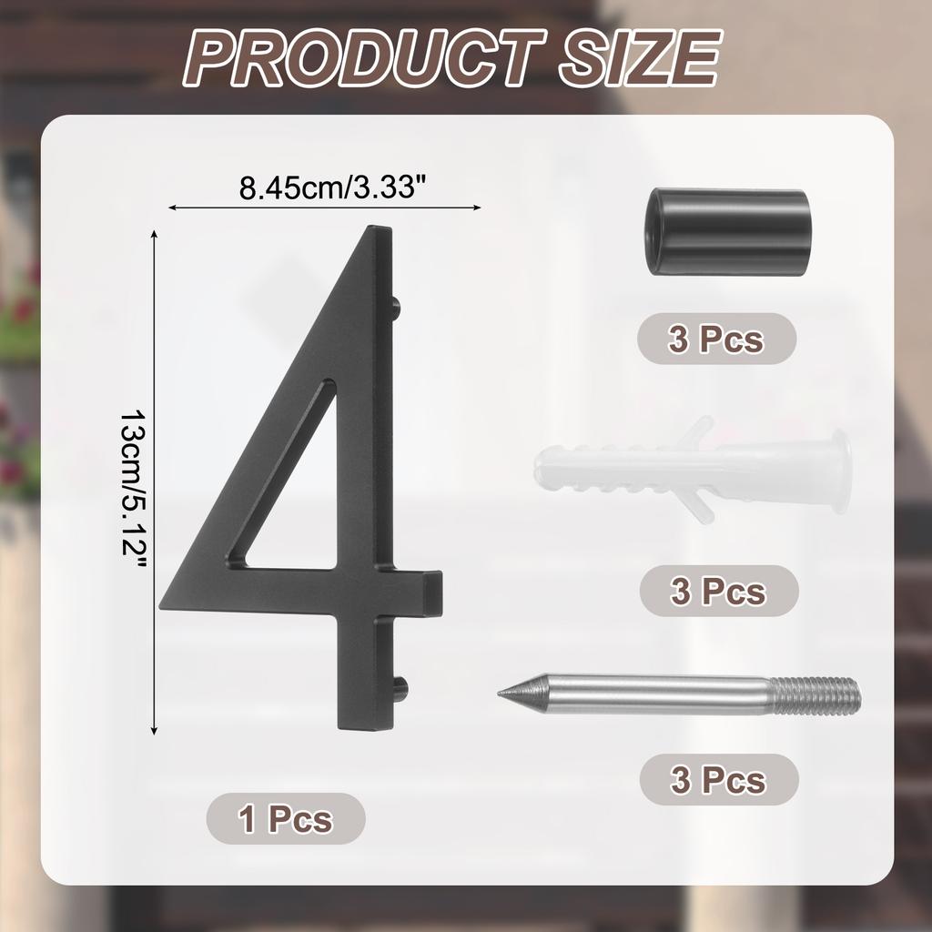 0-9 Floating House Numbers Solid Aluminum Modern Address Number for Outside with Nails Kit for Home Street Office Sign Black 5"