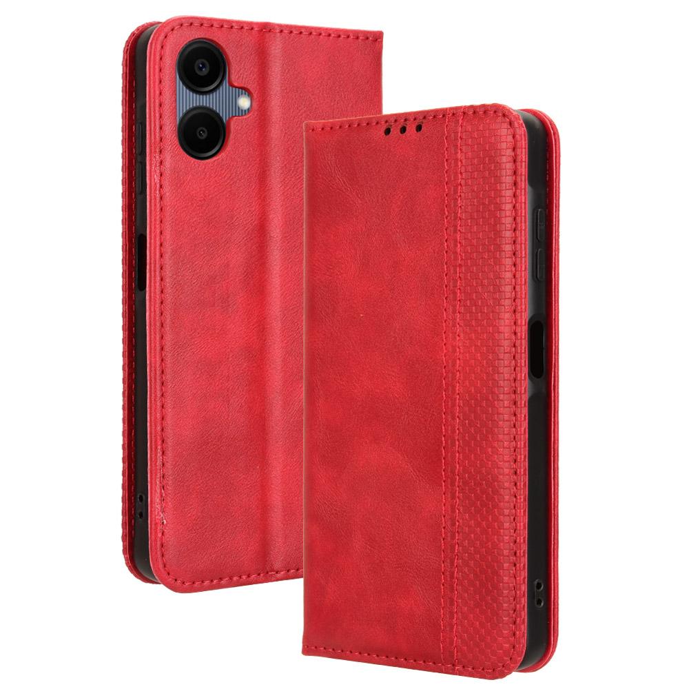 For Samsung Galaxy A06 4G/A06 5G Leather Case Wallet Stand Retro Texture Phone Cover