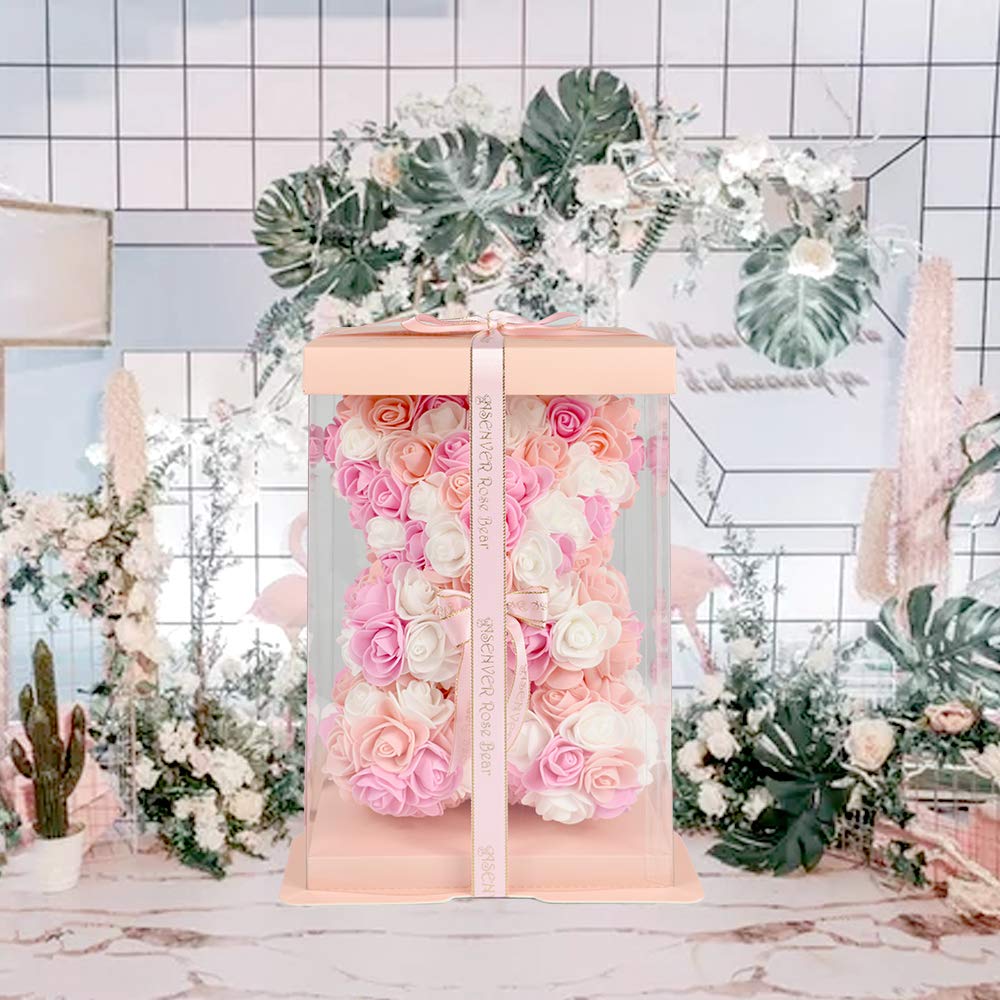 Enhong Rose Bear, a Never-fading Flower Plush Toy for Home Decor, Perfect As a Gift for Birthdays, Valentine's Day, Christmas, or New Year's (with