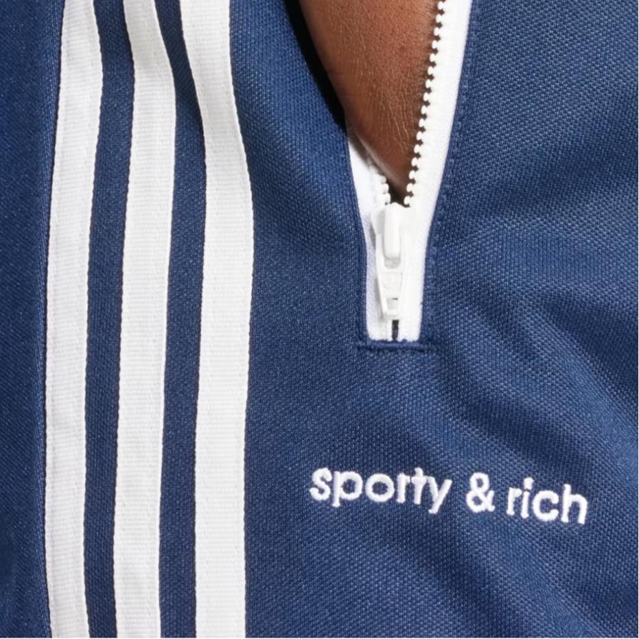 Adidas Оригинальная спортивная и богатая коллаборация SS24, удобные модные свободные ретро спортивные длинные брюки женские плавки синего цвета JD3768