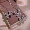 Silver Women's Jewelry Set Butterfly Shape Jewelry AAAA Shiny Zircon Necklace Ring Earrings Women's Bridal Jewelry