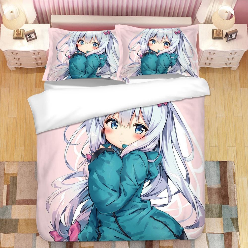 Аниме-девушка Изуми Сагири 3D-печатный комплект постельного белья King Duvet Cover Pillow Case Одеяло Cover Постельное белье Постельное белье Домашний текстиль