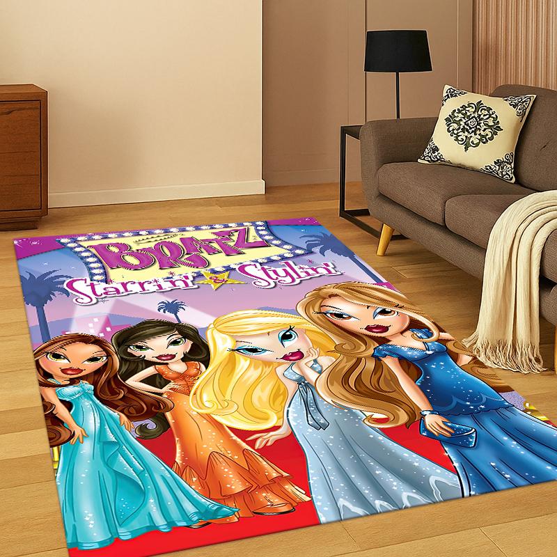 Мультяшная кукла Bratz Милая девочка Ковер для спальни Гостиной Дивана Игровой комнаты Придверный коврик Домашний декор, Детский игровой коврик Нескользящий