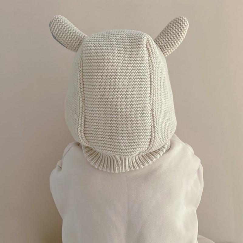 Детская вязаная шапка Зимняя плюшевая шапка Детская милая шапка с ушками Шапка для защиты ушей младенца