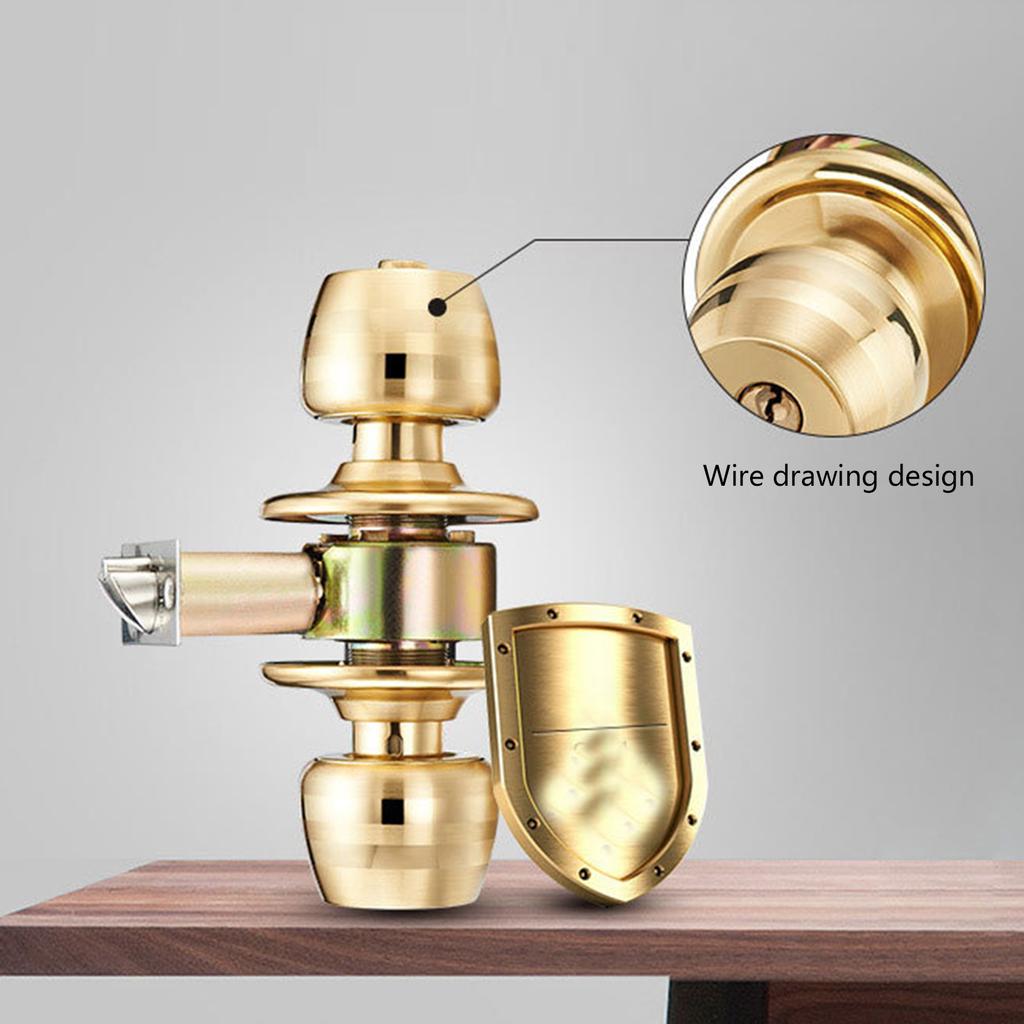 Polished Brass Keyed Entry Door Knob Front Entrance Door Lock 60mm for Front Entrance Adjustable Latch Reversible Use