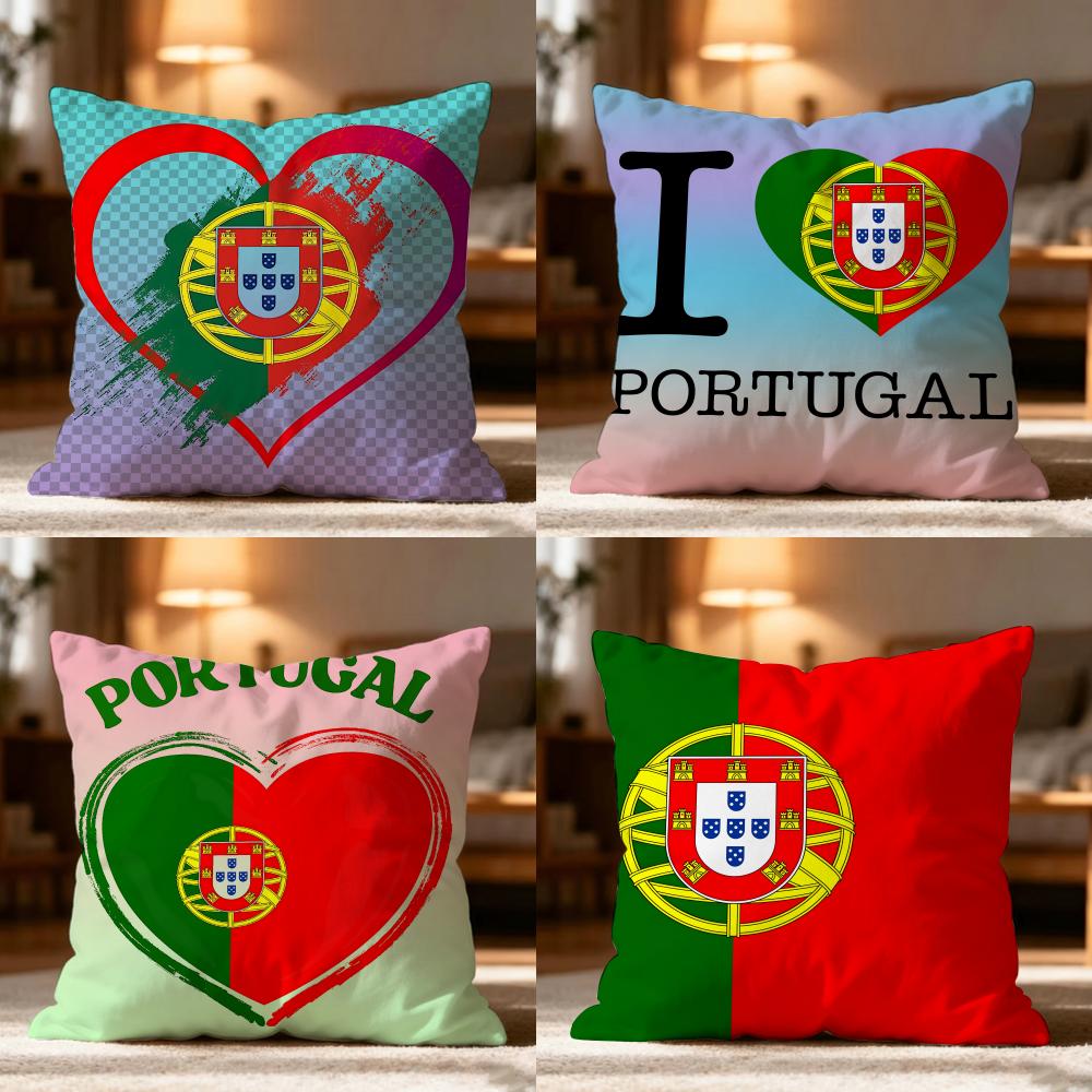 Portugal POR Flag Pillow Case Cushion Cover Soft Washable Pillow Case MultiScene For Couch Bed Travel Office Use