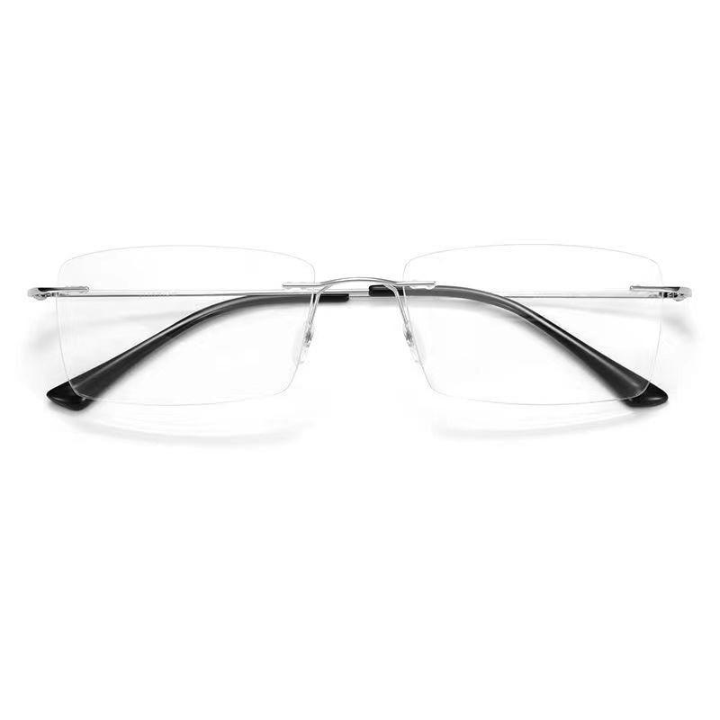 Frameless Cut Edge Reading Glasses, Anti Blue Light Glasses, Men's Middle-aged and Elderly Anti Fatigue Reading Glasses
