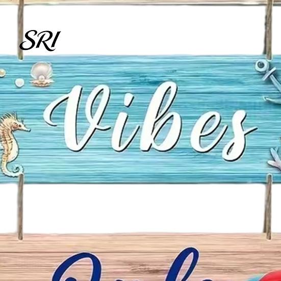 Wooden Ornaments Beach Theme Wall Sign Good Vibes Only Hanging Plaque with Hemp Door Decoration Rope Coastal Ocean-Style Welcome for Porch Fence