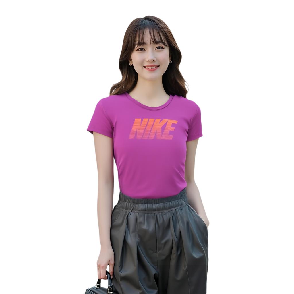 Nike Dri Fit быстросохнущая дышащая повседневная облегающая футболка с коротким рукавом женские футболки фиолетовые 725748-556