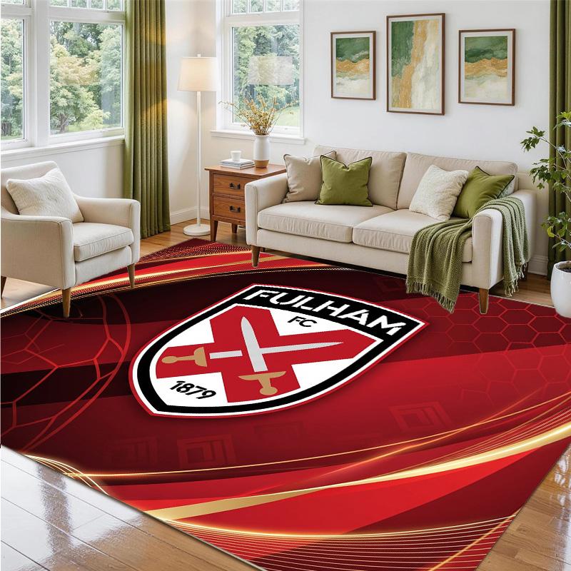 Fulham Football Design Crystal Velvet Rug Soft Decorative Mat for Bedroom Entrance