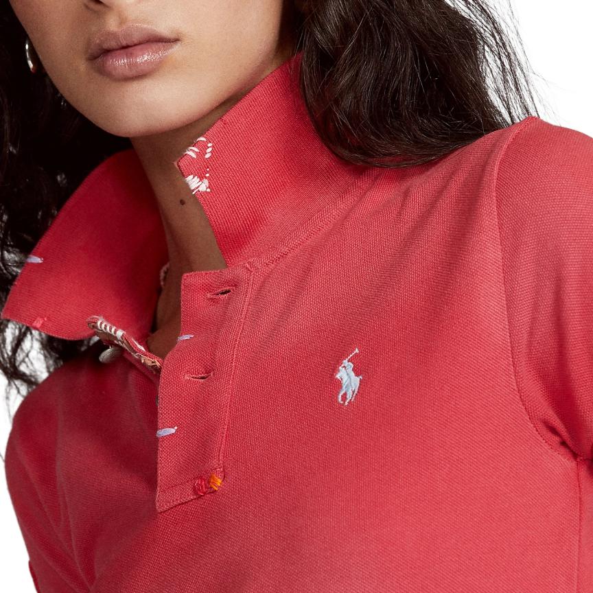 Polo Ralph Lauren Вышитое украшение Однотонная винтажная рубашка-поло с коротким рукавом Приталенный крой Женские топы WMPOKNINN820482-610