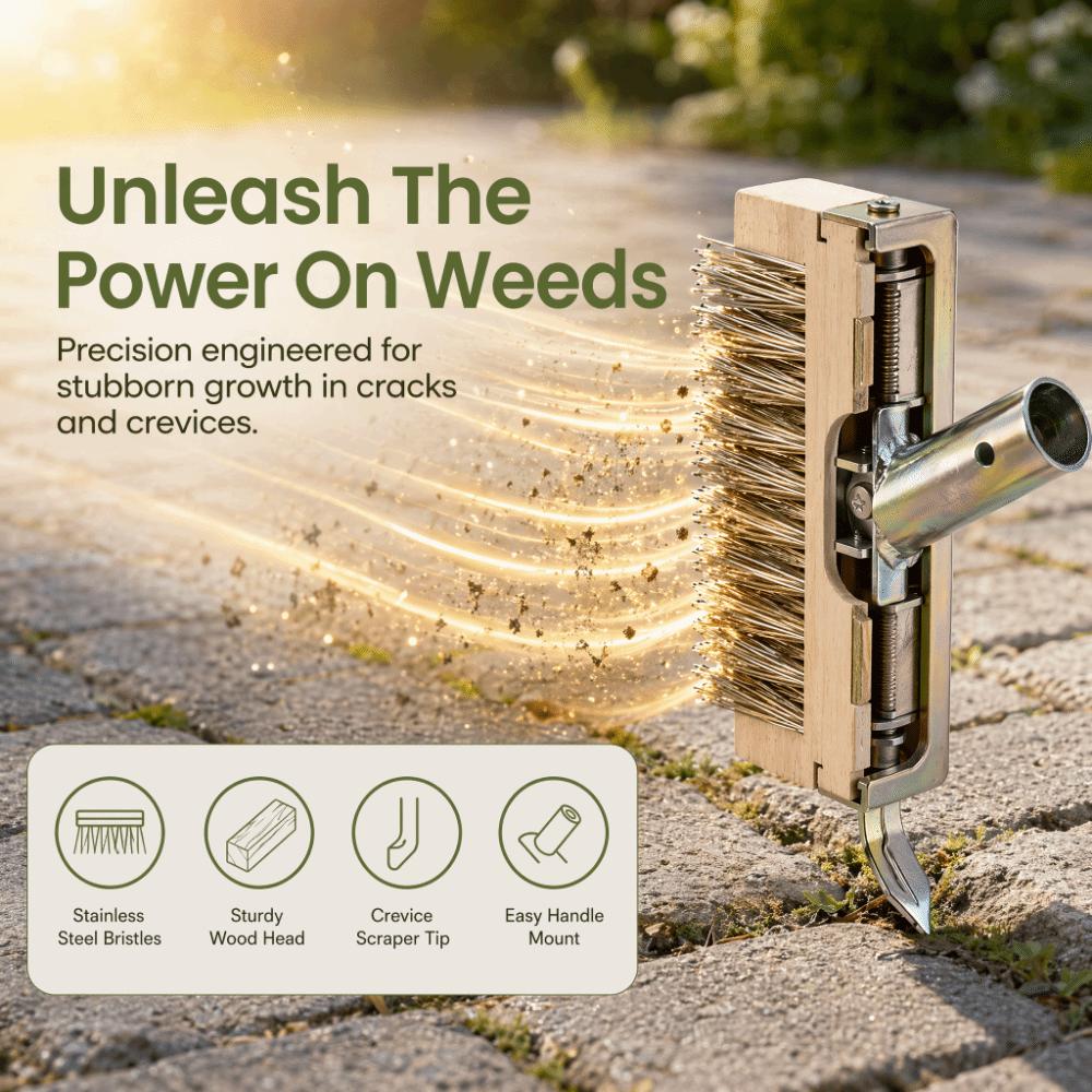 Steel Wire Bristles Weed Remover Long Handle Garden Brush Weeding Brush Professional Use