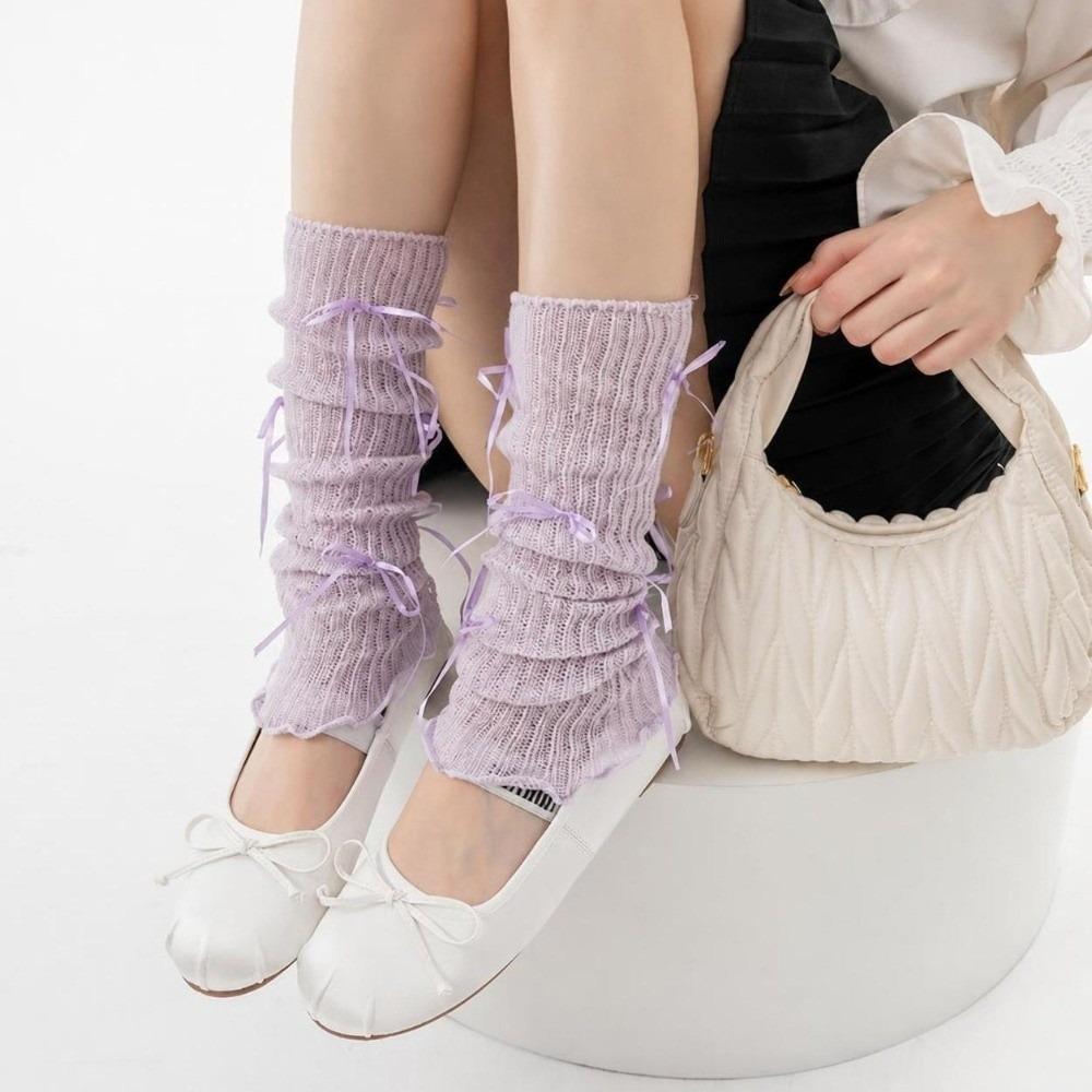 Bow Decor Sock Cuffs Cotton Slouch Socks Soft Fabric Leg Sleeves Girls