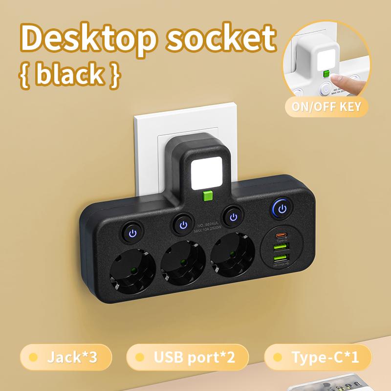 Сетевой фильтр с вилкой EU – 2 версии: Стандартный или с USB Type-C, Настенное зарядное устройство для дома и офиса