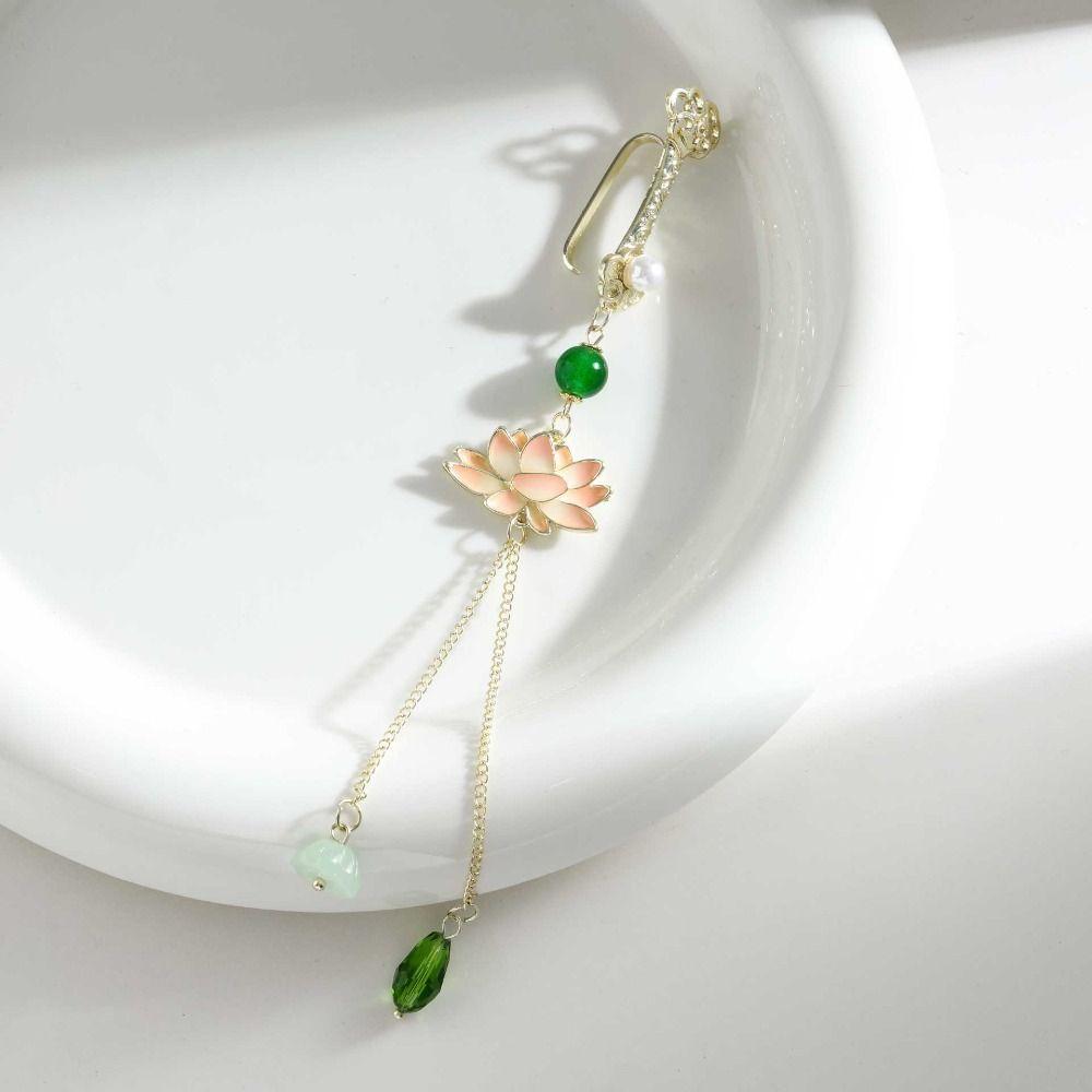 Long Tassel Chinese Style Brooch Electroplating Retro Lotus Brooch  Party Jewelry