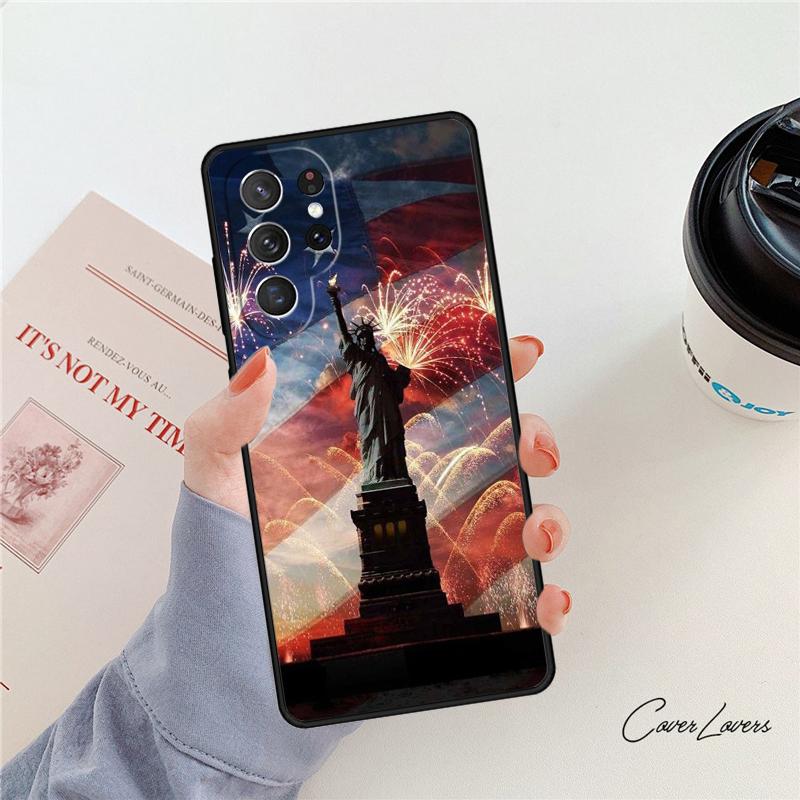Чехол для телефона с флагом США Для Samsung Galaxy S24 S25 S23 S22 Ultra Note 10 20 Plus S20 S21 FE Чехол