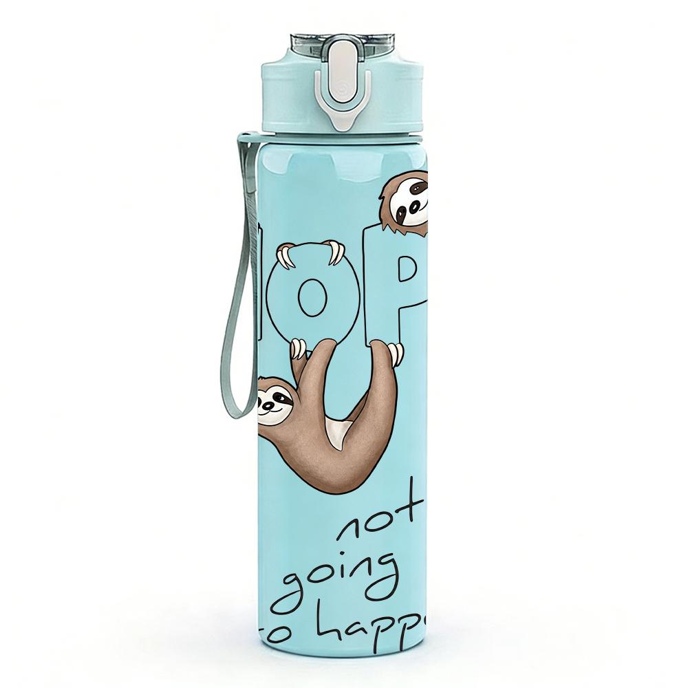 1PC Sloth Nope Slogan Graphic,750ml Color Plastic Sports Water Bottle,Leakproof Flip Straw Lid,Suitable for Sports Office Home Use