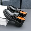 Fashion Brand Men's Business Shoes British Comfortable Casual Flats Thick Sole Leather Loafers Shiny Trendy Male Dress Footwear