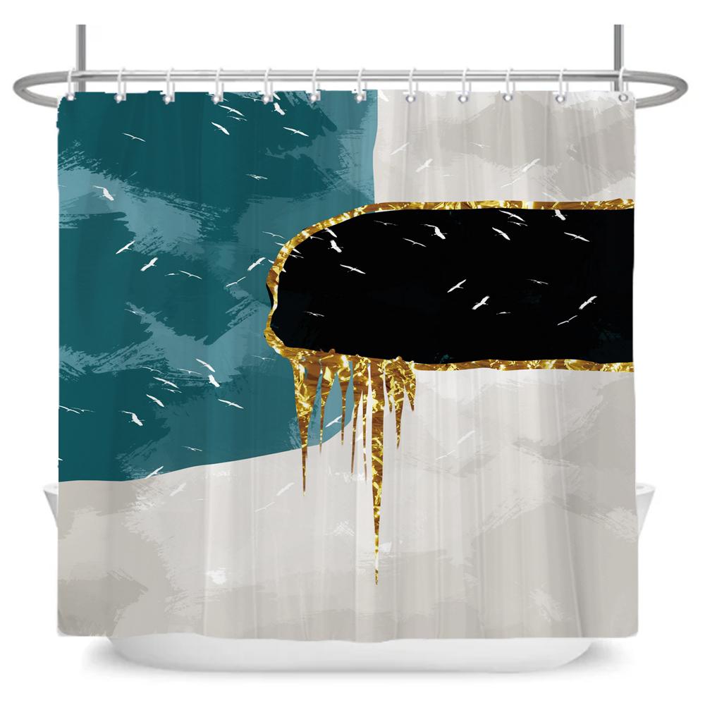 Nordic Abstract Art Shower Curtain Simple Geometry Bath Bathtub Curtain Waterproof Polyester Bathroom Curtain Accessories Decor