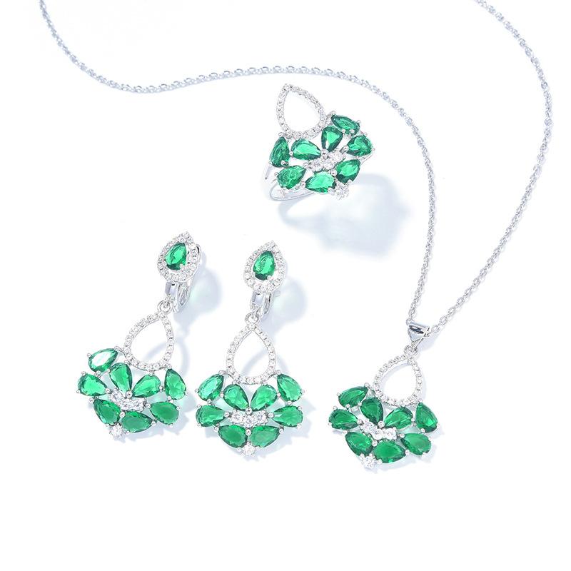 Изысканное фиолетовое ожерелье из циркона, серьги, кольца, комплект ювелирных изделий, роскошный комплект из трех предметов для девочки с супер-вспышкой циркона