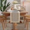 Vintage Cotton Linen Table Runner with Tassel Fringe – Light Luxury for Coffee Tables, Dining Tables, TV Stands, Chests, Shoe Cabinets, or Sideboards.
