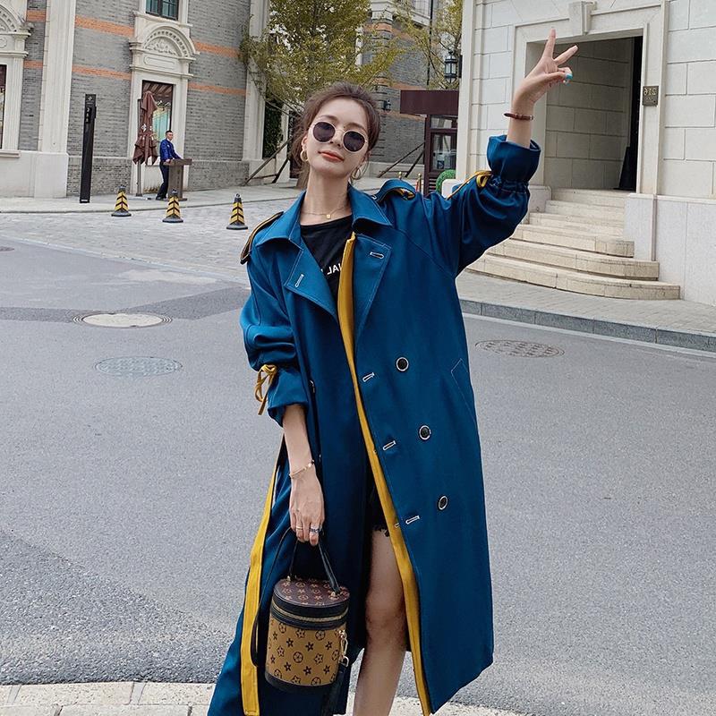 Осенний новый стиль, женское длинное пальто средней длины выше колена в корейском стиле в британском стиле